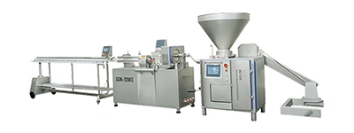 Línea automática de embutido y atado de salchichas