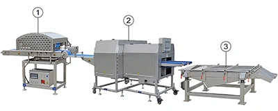 Línea automática de corte en cubos de carne deshuesada